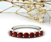 Bold and romantic 925 silver band ring with a vibrant 3mm round ruby hydro stone for everyday wear